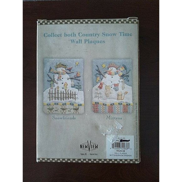 New View Wall Plaque Country Snow Time Winter Snowman Hanging Mittens Cat 3-D - Picture 6 of 7